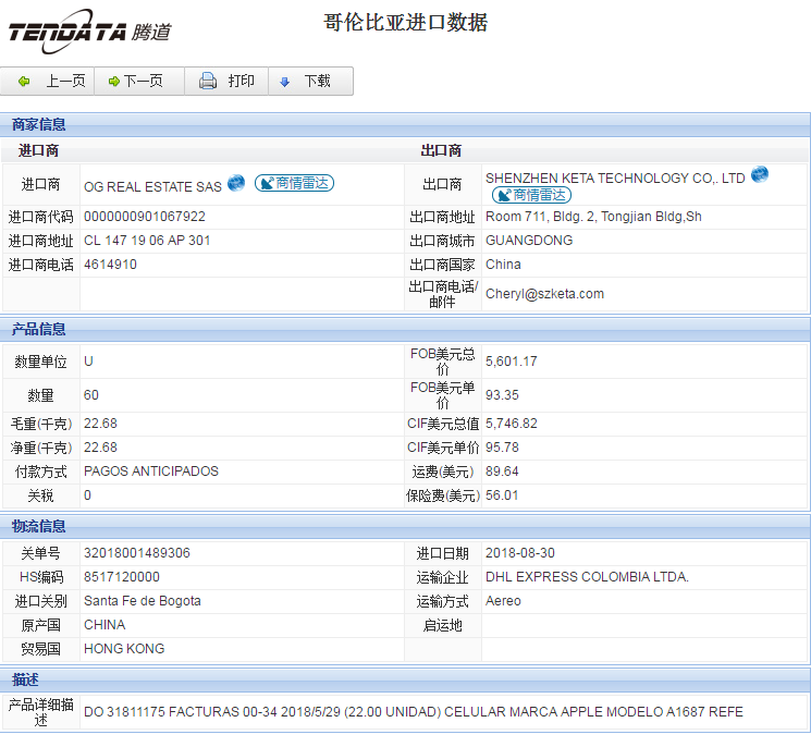 海关数据,进出口数据,进口数据,k8凯发国际,贸易,哥伦比亚